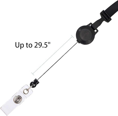 Retractable Safety Breakaway Lanyard on ID Holder, Dual Independent Waterproof Zip Card Holder, Safety Fastener and Adjustable Carabiner (Only Lanyard(2Pcs))