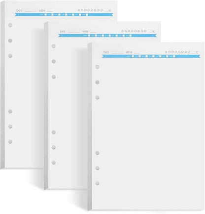 A5 Refills Paper, A5 Binder Planner Loose Leaf Paper,120 Sheets (240 Pages) 6-Hole Notebook Refills for 6-Ring Refillable A5 Ring Binder Notebook Planner, Blank Paper