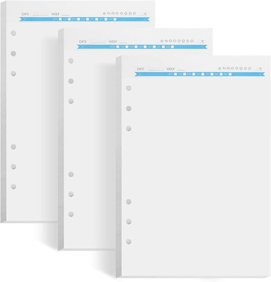 A5 Refills Paper, A5 Binder Planner Loose Leaf Paper,120 Sheets (240 Pages) 6-Hole Notebook Refills for 6-Ring Refillable A5 Ring Binder Notebook Planner, Blank Paper