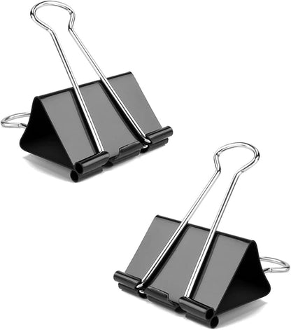 Extra Large Binder Clips, 12 Pack, 2.4 Inch, Standard 60mm, Black, Large Binder Paper Clips, Fold Clamp, Extra Large Size, Jumbo Paper Clips, Office Clips, with Storage Container