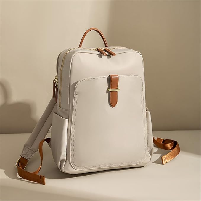 Versatile Oxford Cloth Women's Backpack - Minimalist Design for Daily Commute, Laptop Storage, and More! (Ivory)