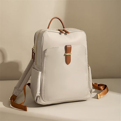 Versatile Oxford Cloth Women's Backpack - Minimalist Design for Daily Commute, Laptop Storage, and More! (Ivory)