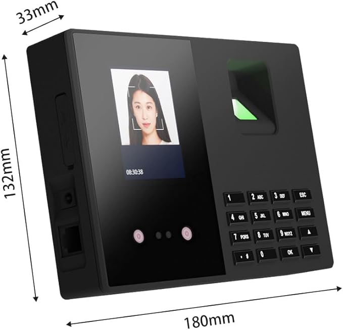 BISOFICE Time Attendance Face Recognition Time Clock Support Fingerprint Password Palm Print Facial Fast Recognition for Employees USB Port Data Management Device Suitable for Office Small Business