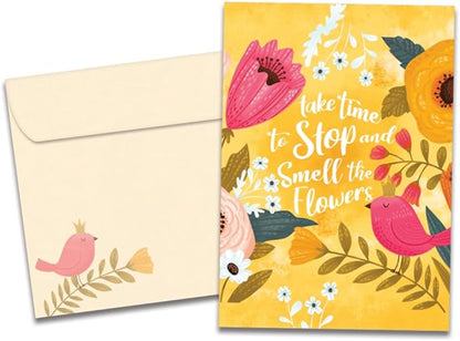 Tree-Free Greetings - Birthday Card - Artful Designs - 1 Card + Matching Envelope - Made in USA - 100% Recycled Paper - 5 x 7 - Smell the Flowers (GO61214)