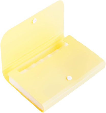 Expanding File Folder, Subdivision Accordion File Folder Mini Organizer PP Wallet for Cards,Coupons,Receipt,Tax Item or Changes,7x4.5 Inches,12 Pockets with Tabs and Check Case(Yellow)