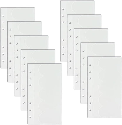 A6 Binder Pockets with No Zipper, Koqye Blue 10 Pcs Plastic Zipless Budget Envelopes, Two Pockets Frosted Cash Envelopes Money Bag for Budgeting, Cash Stuffing (Clear Petals-2set)