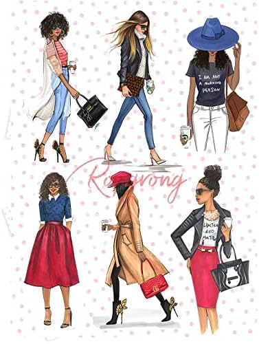 Rongrong Black Girl Magic Planner Stickers Pack for Planners, Calendars, Journals and Projects – Premium Quality Hand Drawn Fierce Fabulous Queens – Scrapbook Accessories - 8 Sheets