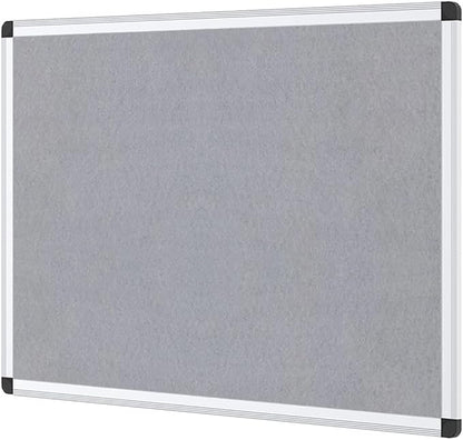 VIZ-PRO Notice Board Felt Gray, 36 X 24 Inches, Silver Aluminium Frame
