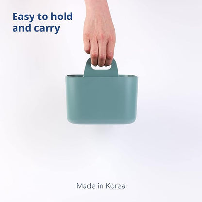 BLUE GINKGO Stackable Organizer Caddy – Korean-Made Portable Tote for Bathroom, Office, Crafts, or School Supplies (Square, Green)