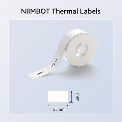 NIIMBOT Label Maker Tape for D11/D110/D101 Label Maker, 12 x 22 mm (0.47'' x 0.87'')-260 Tapes/Roll for Home Office Labeling Tape Replacement, White
