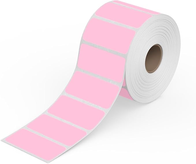 Rollo Direct Thermal 2x1 Sticker Labels - Roll of 1,000 Pink Thermal Labels - Multi-Purpose Thermal Printer Stickers