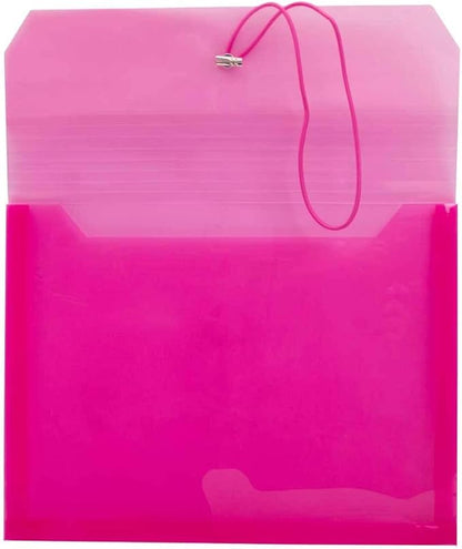 JAM PAPER Plastic Expansion Envelopes with Elastic Band Closure - Letter Booklet - 9 3/4 x 13 with 2.5 Inch Expansion - Assorted Colors - 6/Pack