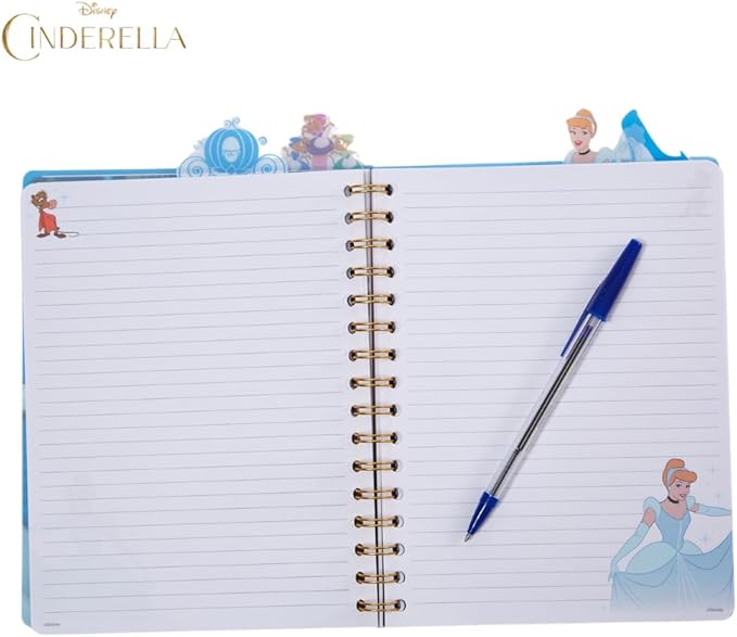 Innovative Designs Disney Cinderella Tab Journal Notebook, Spiral Bound, 96 Lined Pages, 8 x 7 inches