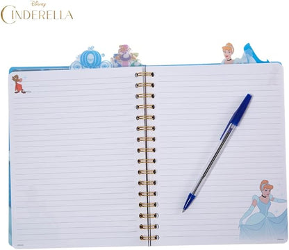 Innovative Designs Disney Cinderella Tab Journal Notebook, Spiral Bound, 96 Lined Pages, 8 x 7 inches