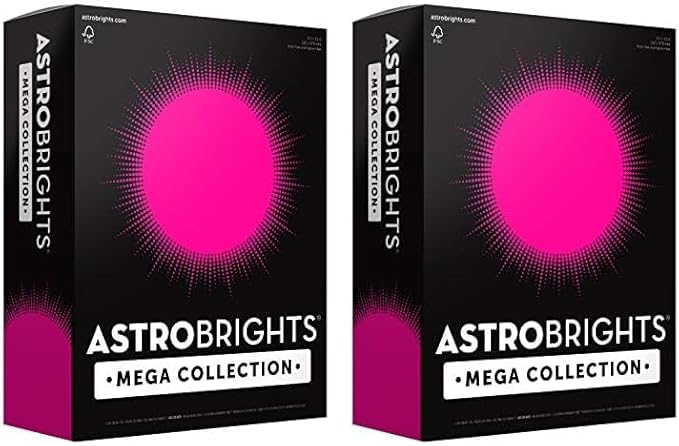 Astrobrights Mega Collection, Colored Cardstock, Ultra Pink, 320 Sheets, 65 lb/176 gsm, 8.5" x 11" - MORE SHEETS! (91680) (Pack of 2)
