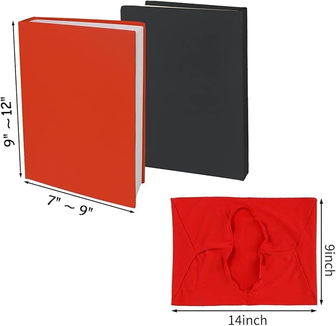 2 Pack Stretchable Book Sleeve Covers, for Paperbacks Hardcover Textbooks up to 9" x 12", Office Supplies with Free Sticker Labels (2 Pack, Rose Red)
