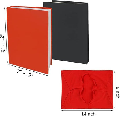 2 Pack Stretchable Book Sleeve Covers, for Paperbacks Hardcover Textbooks up to 9" x 12", Office Supplies with Free Sticker Labels (2 Pack, Rose Red)