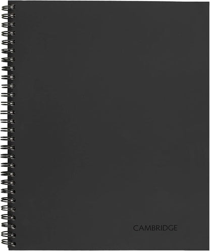 Cambridge Notebook, Business Notebook, 8-1/4" x 11", 80 Sheets, Ruled, Meeting Notes, Flexible Cover, Wirebound, Gray (06132)