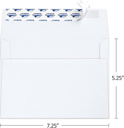 ValBox 5x7 Envelopes for Invitation 100 Qty A7 Envelopes Self Seal White, Printable Paper Envelope for 5x7 Cards, Weddings, Baby Shower, Stationery, Office, 5.25 x 7.25 Inches
