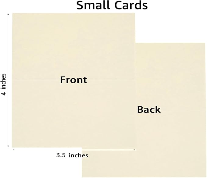 50 Pack Blank Cards Folded Cardstock Thank You Blank Greeting Cards for Invitations, Wedding, Greeting Cards, All Occasion DIY (Cream, 2x3.5)