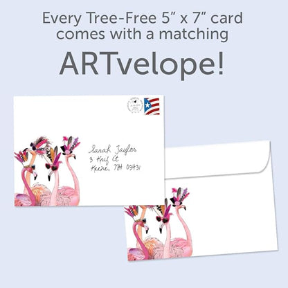 Tree-Free Greetings - Birthday Cards - Artful Designs - 2 Cards + Matching Envelopes - Made in USA - 100% Recycled Paper - 5 x 7 - Flocking Birthday (GT61243)