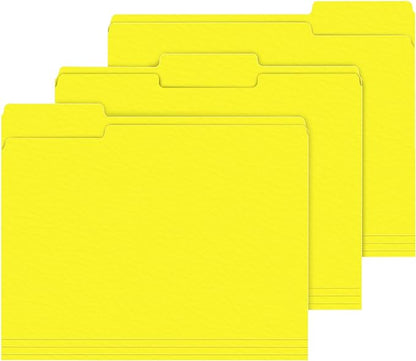 File Folder, PANDRI 120 Pack File Folder, 1/3 Cut Tab, Letter Size, Filing Folder for Office School Business, Yellow