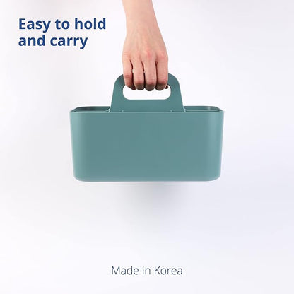 BLUE GINKGO Stackable Organizer Caddy – Korean-Made Portable Tote for Bathroom, Office, Crafts, or School Supplies (Rectangle, Green)