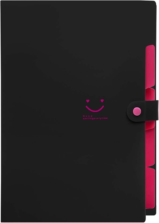 SKYDUE Letter A4 Paper Expanding File Folder Pockets Accordion Document Organizer (Black)