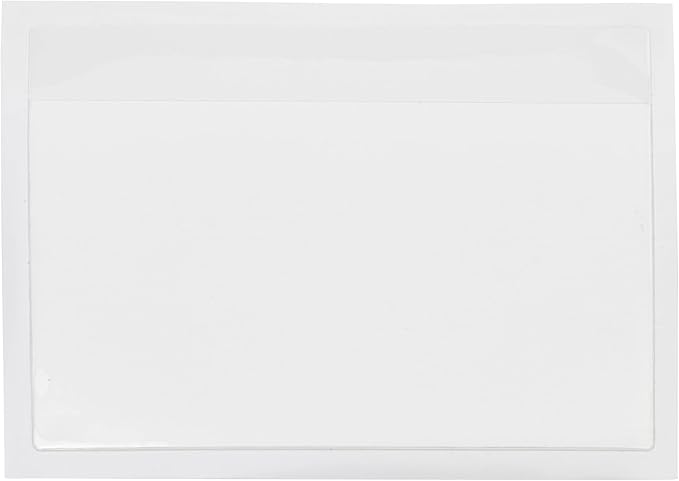 100 Pack Clear Self-Adhesive Pocket Label Holders for Index Cards 3x5, Bulk Top Load Plastic Sleeves for Storage