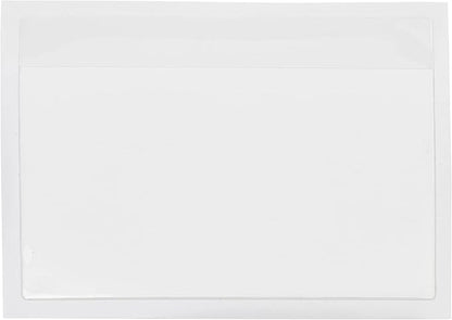 100 Pack Clear Self-Adhesive Pocket Label Holders for Index Cards 3x5, Bulk Top Load Plastic Sleeves for Storage
