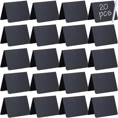 20 Pack Mini Chalkboard Signs, 4"x3" Small Chalkboard Signs for Food Buffet Party, Tabletop Chalkboard Signs Food Labels for Wedding Bakery Buffet, Easy to Write and Wipe Off