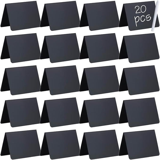 20 Pack Mini Chalkboard Signs, 4"x3" Small Chalkboard Signs for Food Buffet Party, Tabletop Chalkboard Signs Food Labels for Wedding Bakery Buffet, Easy to Write and Wipe Off
