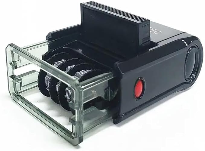 Self Inking Date Stamp with Month, Day, Year - Easy to Use & Adjust, Rubber Head, Sturdy ABS, Uniform Print, 10 Years of Dates, Refillable (Red)