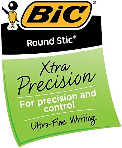 BIC Round Stic Xtra Precision Ballpoint Pen, Fine Point (0.8mm), Blue, 12-Count (Pack of 2)