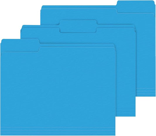 File Folder, PANDRI 120 Pack File Folder, 1/3 Cut Tab, Letter Size, Filing Folder for Office School Business, Blue