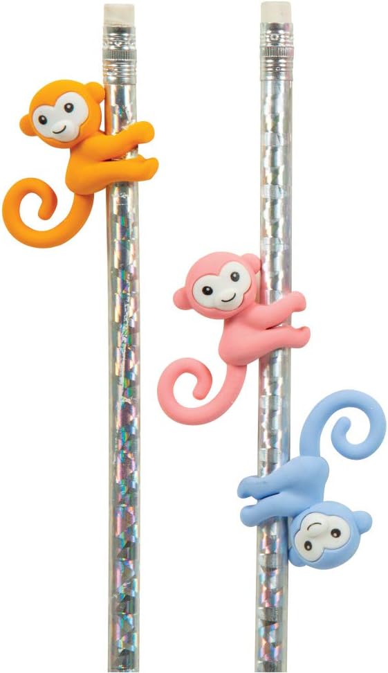Raymond Geddes Monkey Pencil Top Erasers (Pack of 24)