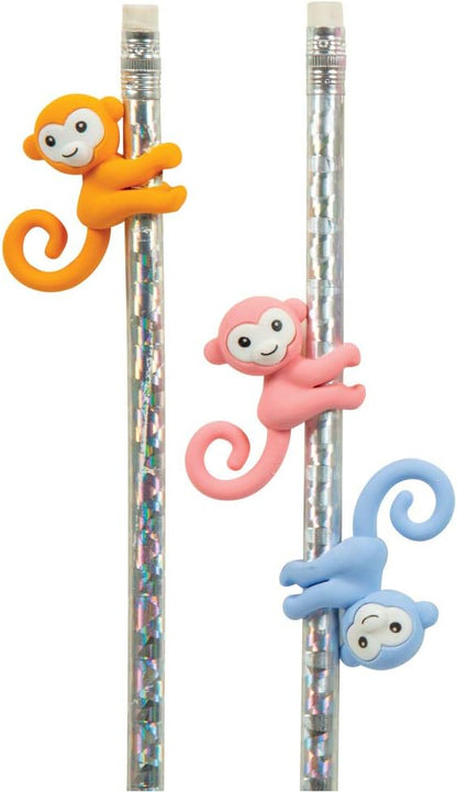 Raymond Geddes Monkey Pencil Top Erasers (Pack of 24)