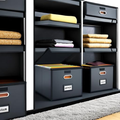 Huolewa Upgraded File Organizer Box with Lid, Collapsible Faux Leather Hanging File Folder Box Organizer with Plastic Slides, Decorative Home/Office Filing System Box for File and Folders Storage