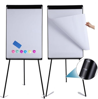 2 Pack Dry Erase Easel 36" x 24", Height Adjustable Magnetic White Board Easel with Tripod Stand, Office Presentation Easel Board with Flipchart Pad, Magnets & Eraser, Black
