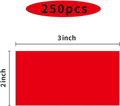 Colored Labels Stickers 2 X 3 Inch, Removable Rectangular Moving Labels, Large Color Coding Labels Moving Stickers- 250 Labels/Red