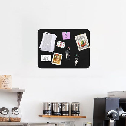 Vuzvuv 16x12 inch Black Cork Board Bar with 20 Pushpins, Self-Adhesive Bulletin Board Strips No Damage for Wall, Felt Pin Board for Paste Notes, Photos, Schedules Offices Home