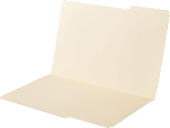 Amazon Basics Sturdy Manila File Folders, 1/3 Tabs in Assorted Positions for Filing, Legal Size, 8.5 x 14 inch - Pack of 100