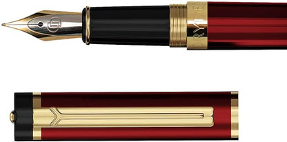 Dryden Designs Fountain Pen Medium Nib Gift Pouch - with 24 Ink Cartridges - MCM (Red)