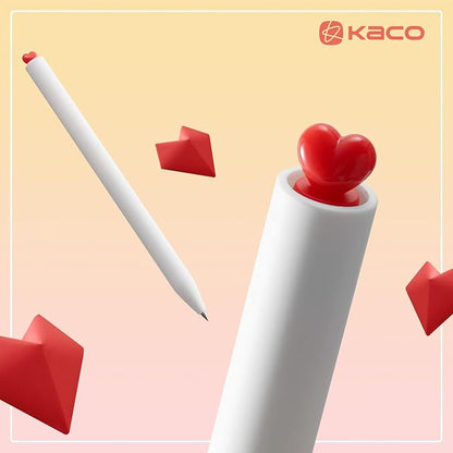 Kaco FIRST Gel Pens, Pack of 2 Pieces Cute Stationery Heart Pen Set with Extra 4 Black Refills Quick Drying Holiday Office Supplies (2 Colors)