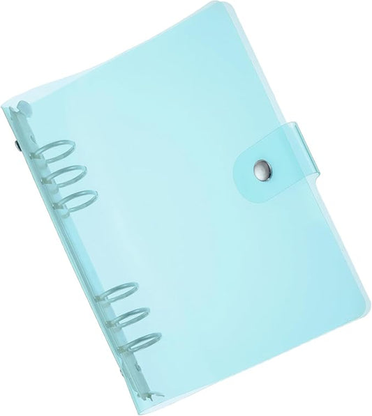 PATIKIL A6 Clear Binder Cover, Soft PVC Loose Leaf Binder Protector Refillable Notebook Shell with Snap Button Closure for DIY Meeting Notebook Folder, Blue