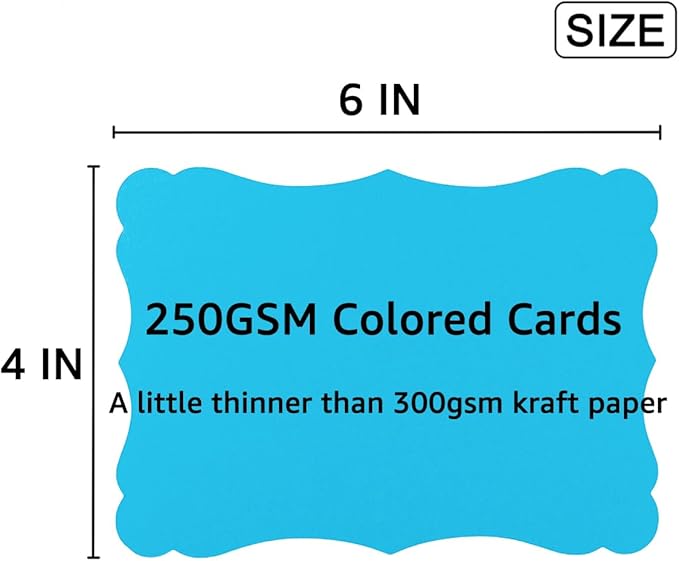 50 Pack Blank Kraft Cards Cardstock Thick Paper Brown Greeting Cards for DIY Gift Card Menus, Baby Shower and Wedding Invitations (Multicolored, 4x6IN)