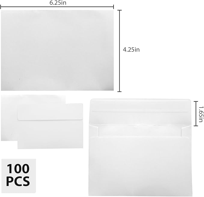 100 Pack White A4 & 4x6 Envelopes - Self-Sealing, Perfect for Invitations, Photos, Cards & Mailings - Wedding & All Occasions