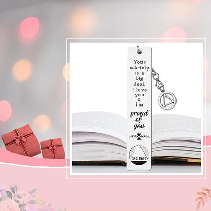 Sobriety Gift for Women Men, Proud of You Sobriety Bookmark, Alcoholics Addiction Stay Clean and Sober Bookmark, Inspirational Christmas Graduation Gifts-DB13