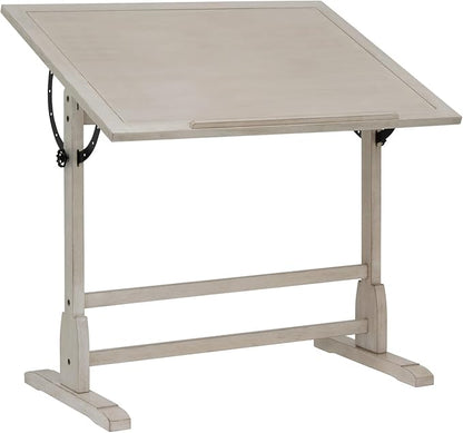 Studio Designs Wood Drawing/Drafting Table with Pencil Ledge - 42" W x 30" D - Whitewash - Tilting Top Adjustable Desk