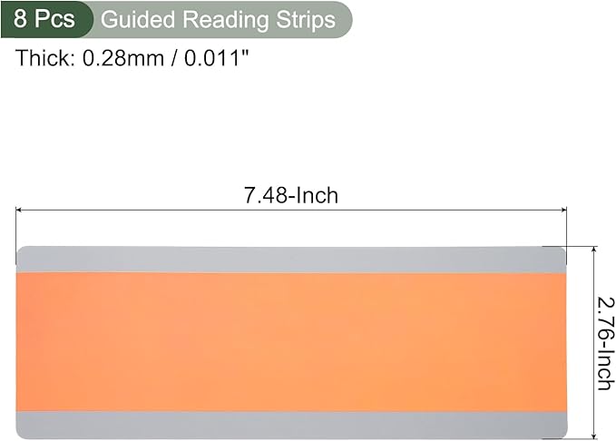 YOKIVE 8 Pcs Guided Reading Strips, Book Highlighter Strips Reading Tracker Bookmark Teacher Supply, Great for Classroom (Orange Transparent, 7.48"x2.76")